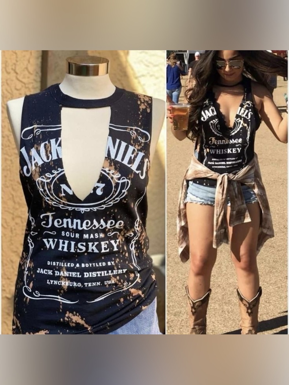 Gildan Black Jack Daniel's Graphic Cutout Tank Top